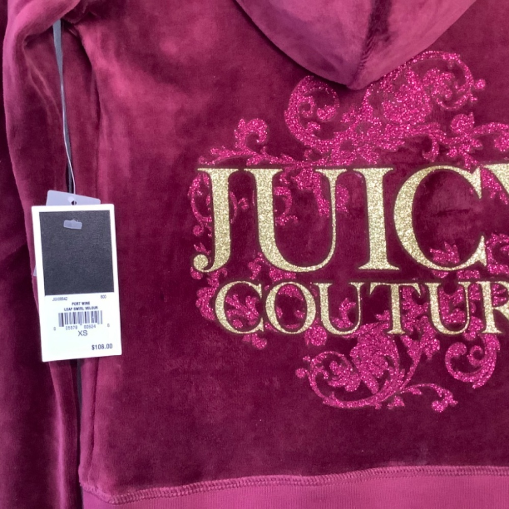 OG Juicy Couture Velour Tracksuit Jacket Jogger Pant Set Burgundy Wine Red - Picture 2 of 8